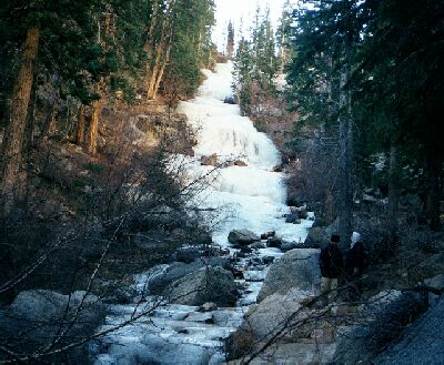 A frozen solid waterfall!